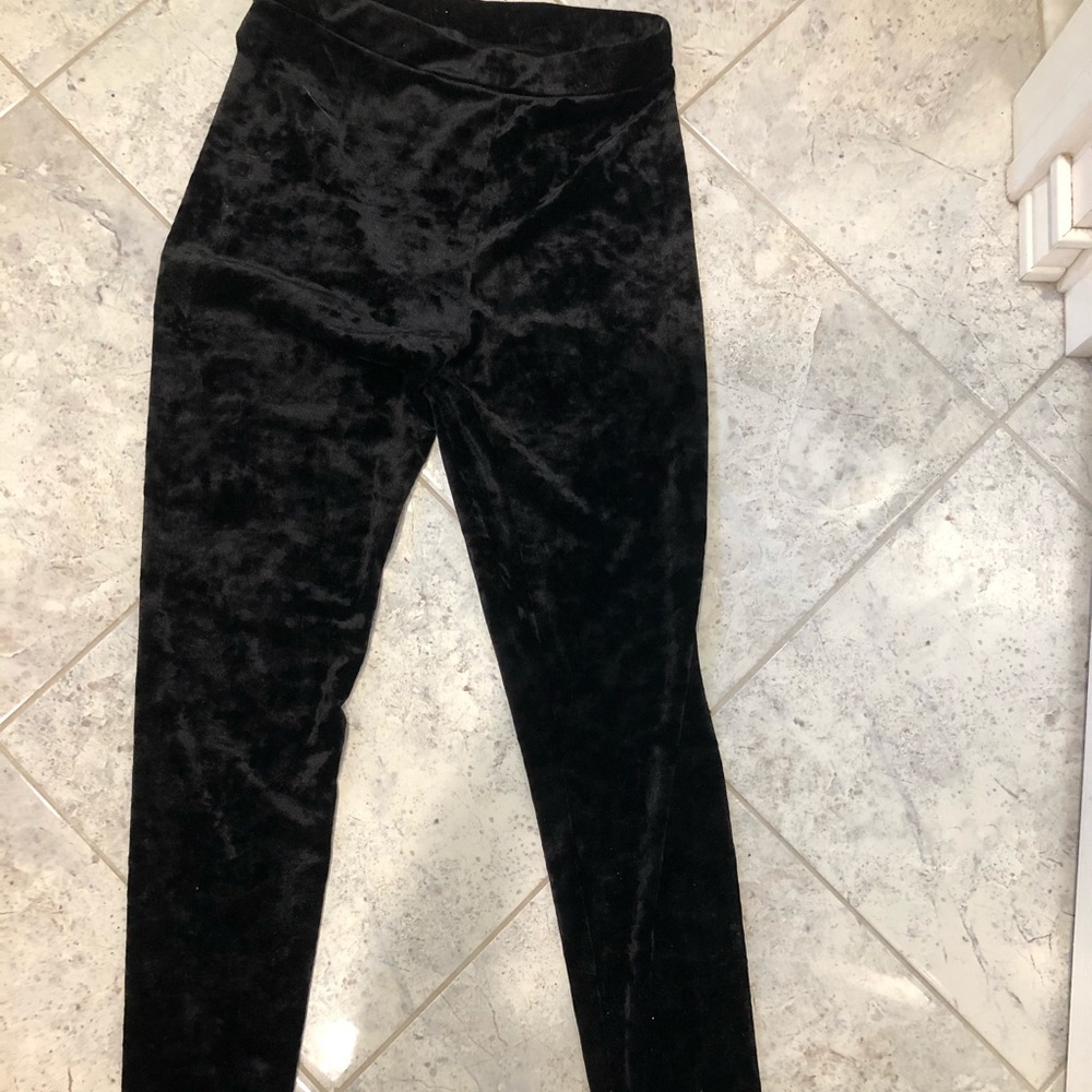 Black velvet leggings